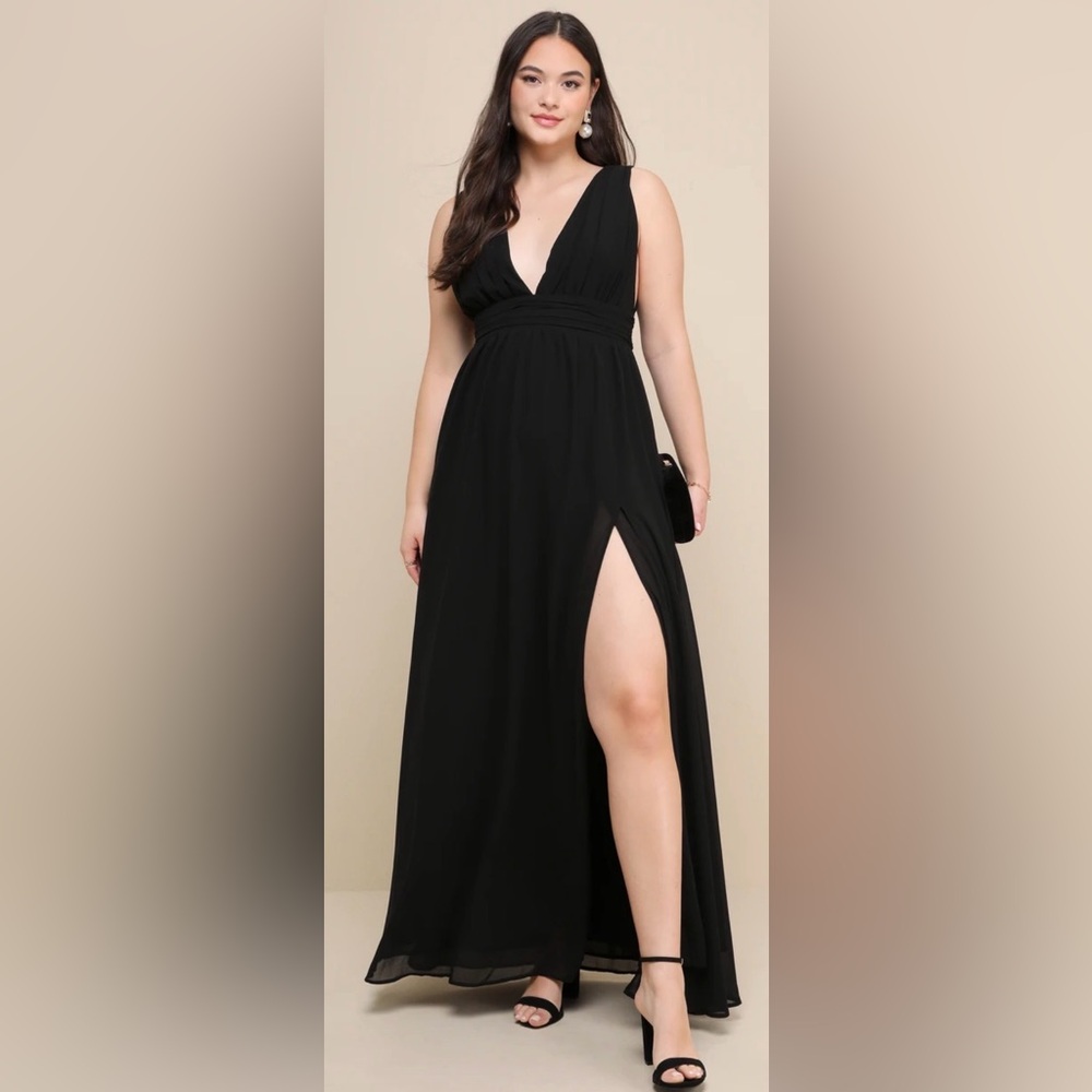 Lulus Heavenly Hues Black Maxi Dress Cocktail, formal size Xl NWT